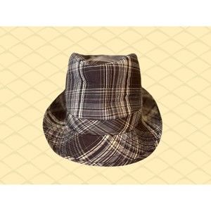 777 LUCKY Plaid FEDORA Hat BROWN & Beige Design GREAT Colors for FALL / AUTUMN